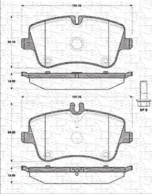 MAGNETI MARELLI 363702161216 -  Комплект тормозных колодок, дисковый тормоз